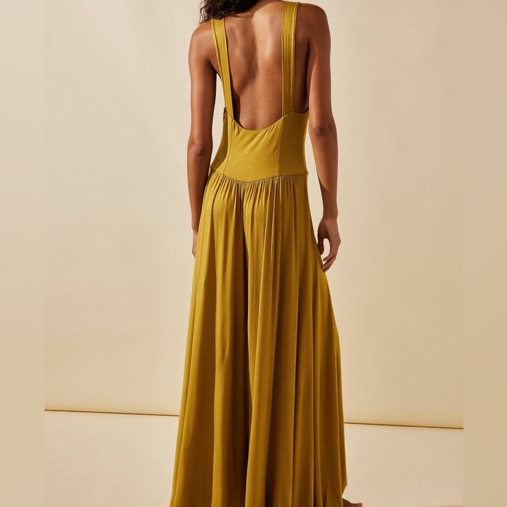 NWOT Free People Harlow One Piece Jumpsuit in Honey Mustard - Picture 5 of 6